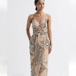 REISS | Rosie Animal Print Faux Wrap Style Dress